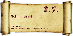 Mohr Fanni névjegykártya